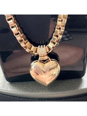 BaubleBar Box Chain Heart Pendant Rhinestones Reversible